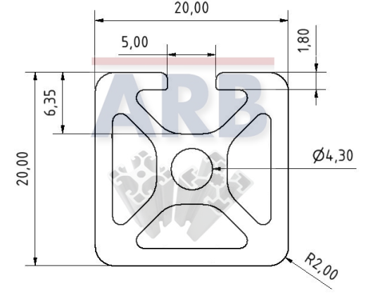 Profil 5 20x20 3N natur (Zuschnittware)