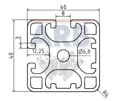 Profil 8 40x40 2N90 leicht natur (Stange 6m)