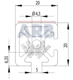 Profil 5 20x20 2N90 natur (Zuschnittware) Profil 5 20x20 2N90 natur (Zuschnittware)