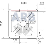 Profil 5 20x20 2N180 natur (Zuschnittware) Profil 5 20x20 2N180 natur (Zuschnittware)