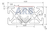 Profil 5 40x20 2N natur (Stange 3m) Profil 5 40x20 2N natur (Stange 3m)