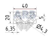 Profil 5 40x20 4N180  natur (Zuschnittware) Profil 5 40x20 4N180  natur (Zuschnittware)