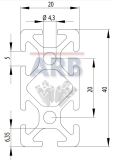 Profil 5 40x20  natur (Stange 6m) Profil 5 40x20  natur (Stange 6m)
