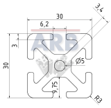 Profil 6 30x30 natur (Stange 6m) Profil 6 30x30 natur (Stange 6m)