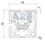 Profil 6 30x30 2N90° leicht natur (Stange 6m) Profil 6 30x30 2N90° leicht natur (Stange 6m)