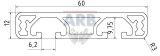 Profil 6 60x12 leicht natur (Stange 3m) Profil 6 60x12 leicht natur (Stange 3m)