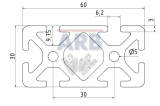 Profil 6 60x30 natur (Stange 6m) Profil 6 60x30 natur (Stange 6m)
