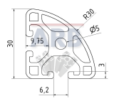 Profil 6 R30-90° leicht  natur (Zuschnittware) Profil 6 R30-90° leicht  natur (Zuschnittware)