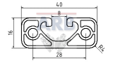 Profil 8 40x16 E natur (Stange 6m) Profil 8 40x16 E natur (Stange 6m)
