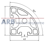 Profil 8 R40-90° leicht natur 8 (Stange 6m) Profil 8 R40-90° leicht natur 8 (Stange 6m)