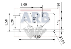 Profil 5 16x8,5 natur (Stange 3m)