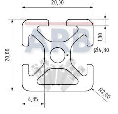 Profil 5 20x20 1N natur (Stange 3m)