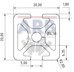 Profil 5 20x20 2N180 natur (Zuschnittware)