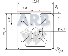 Profil 5 20x20 3N natur (Stange 3m)