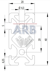 Profil 5 40x20 schwarz (Stange 3m)