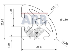 Profil 5 R20-90° natur (Stange 3m)