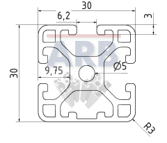 Profil 6 30x30 1N leicht  natur (Stange 6m)