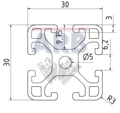 Profil 6 30x30 leicht natur (Stange 6m)