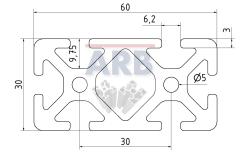 Profil 6 60x30 natur (Stange 6m)