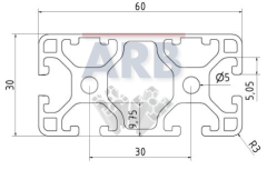 Profil 6 60x30 2N leicht  natur (Stange 6m)