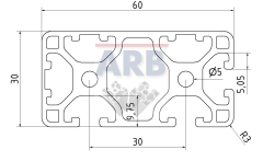 Profil 6 60x30 3N90° leicht natur (Stange 6m)