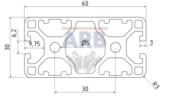 Profil 6 60x30 4N180° leicht natur (Zuschnittware)