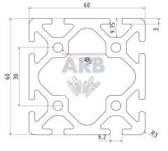 Profil 6 60x60 natur (Stange 6m)