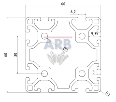 Profil 6 60x60 leicht natur (Stange 6m)