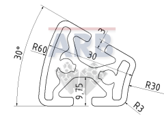 Profil 6 R30/60-30° natur (Zuschnittware)