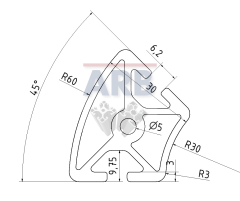 Profil 6 R30/60-45° natur (Stange 6m)