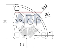 Profil 6 R30-90° leicht  natur (Zuschnittware)