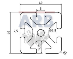 Profil 8 40x40 natur (Zuschnittware)