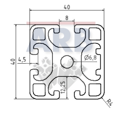 Profil 8 40x40 1N leicht natur (Stange 6m)