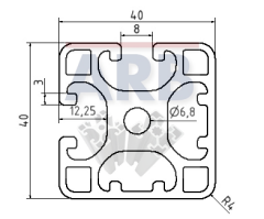 Profil 8 40x40 2N90 leicht natur (Zuschnittware)