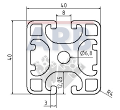 Profil 8 40x40 2N180 leicht natur (Stange 6m)