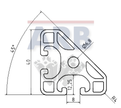 Profil 8 40x40-45° leicht schwarz (Zuschnittware)