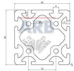 Profil 8 80x80  natur (Stange 3m)