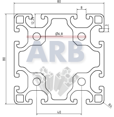 Profil 8 80x80 leicht natur (Stange 6m)