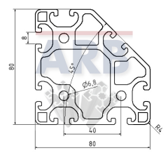 Profil 8 80x80-45° leicht natur (Zuschnittware)