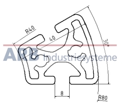 Profil 8 R40/80-30° natur (Zuschnittware)