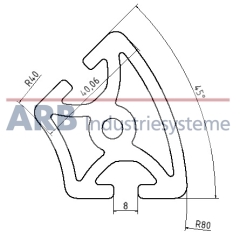 Profil 8 R40/80-45°  natur (Zuschnittware)