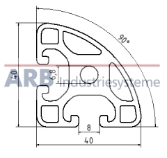 Profil 8 R40-90° leicht natur 8 (Stange 6m)